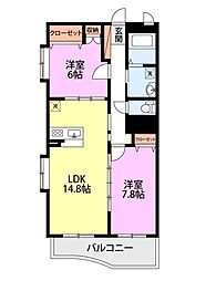 グランリーオ大川前 2LDKの間取図画像
