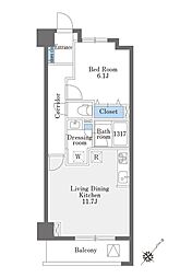ラドゥセール巣鴨West 1LDKの間取図画像