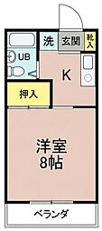 コーポラスタカダ 1Kの間取図画像