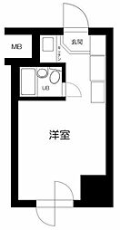 グランドハウスシャンティ 6階ワンルームの間取り