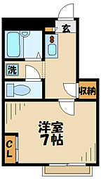 レオパレスYOSHINO 1Kの間取図画像