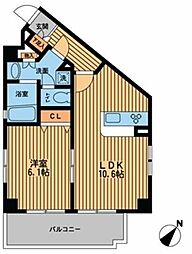 プライムアーバン中野上高田 1LDKの間取図画像