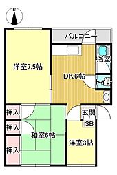 坂口ビル 3DKの間取図画像
