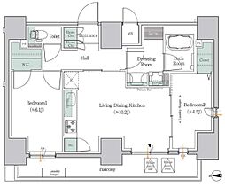 ワンルーフレジデンス板橋大山 11階2LDKの間取り