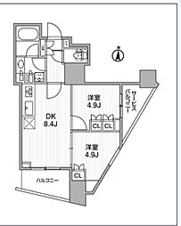 nido蔵前アベニュー 2DKの間取図画像