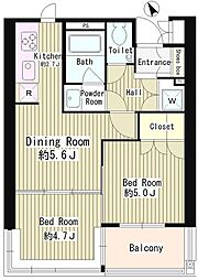 MMガーデン 4階2DKの間取り