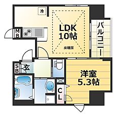 JR東海道・山陽本線 三ノ宮駅 徒歩7分の賃貸マンション 10階1LDKの間取り