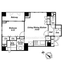 パークハウス渋谷山手 1LDKの間取図画像