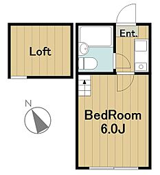 プラザドゥサウザー 2階1Kの間取り