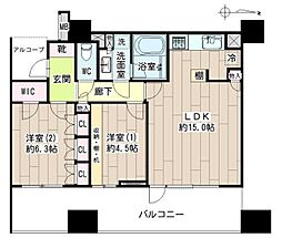 クレッセント萩中 2LDKの間取図画像