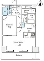 ラティエラ練馬 9階1LDKの間取り