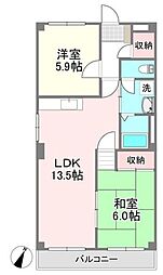 関根コーポ第2 2LDKの間取図画像