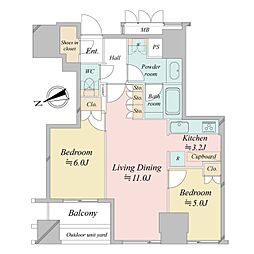 ウエストパークタワー池袋 2LDKの間取図画像