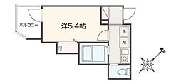 MELLAS黄金町 1Kの間取図画像