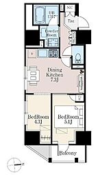 ザ・ライオンズフォーシア町屋 12階2DKの間取り