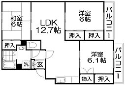 トリヴァンベール星田 3LDKの間取図画像