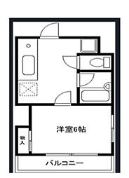 カーサ石原 1Kの間取図画像