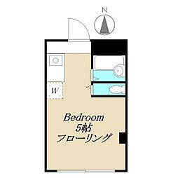 芦花公園ハイツ 3階ワンルームの間取り