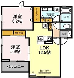 ジュレ・ブランシュ 2LDKの間取図画像