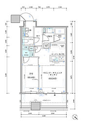 パークタワー勝どきサウス 1LDKの間取図画像