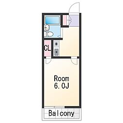 カーサS.K 1Kの間取図画像