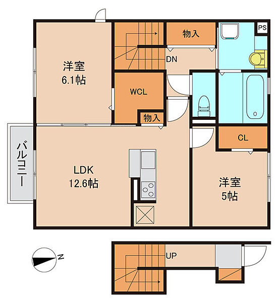 パインエーカーI 206｜茨城県取手市米ノ井(賃貸アパート2LDK・2階・63.33㎡)の写真 その2
