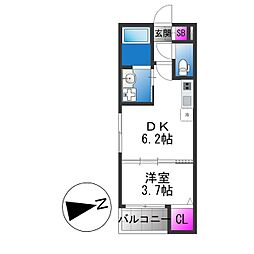 ハーモニーテラス鴫野東 1DKの間取図画像