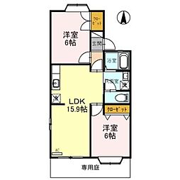 カメリアTKハイツ 2LDKの間取図画像