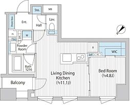 バウスフラッツ日本橋浜町 5階1LDKの間取り