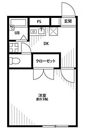 プレジール住吉 1Kの間取図画像