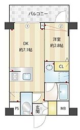 ZOOM下丸子 2階1DKの間取り