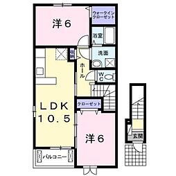 アンソレイェ1 2LDKの間取図画像