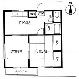 エステート相原 2DKの間取図画像