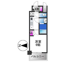 アドバンス大阪ベクエム 1Kの間取図画像