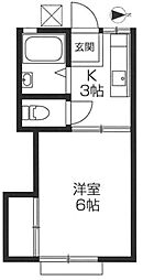 コーポ八重垣 1階1Kの間取り