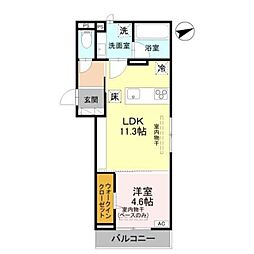 (仮称)D-ROOM福住 B棟 1LDKの間取図画像