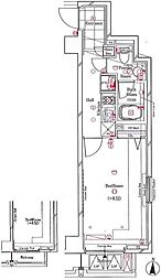 GALICIAキクカワESTUDIO 1Kの間取図画像
