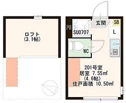 ハーモニーテラス王子2 ワンルームの間取図画像