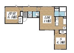 Heim Komorelia 1階1SLDKの間取り
