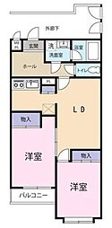 ヒロロイヤルハイツ長津田 2LDKの間取図画像