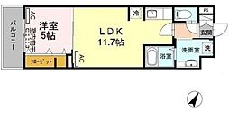 ラ・フォルテ弦巻 1LDKの間取図画像
