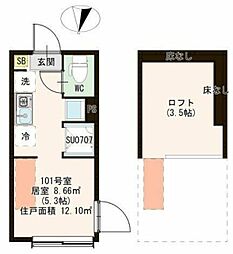 Arbre小岩 ワンルームの間取図画像