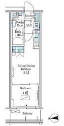 JR総武線 大久保駅 徒歩6分の賃貸マンション 4階1LDKの間取り