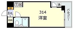 パレドール文京メトロプラザI 3階ワンルームの間取り