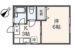 フリスホーム 1階1Kの間取り