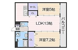 アルモコート 2LDKの間取図画像