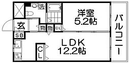 プリモーテ枚方公園 1LDKの間取図画像