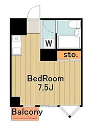 サンドルフ多摩 1階ワンルームの間取り