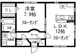 タカホアパートメント 1階1LDKの間取り