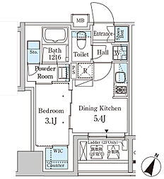PARKAXIS神保町 1DKの間取図画像